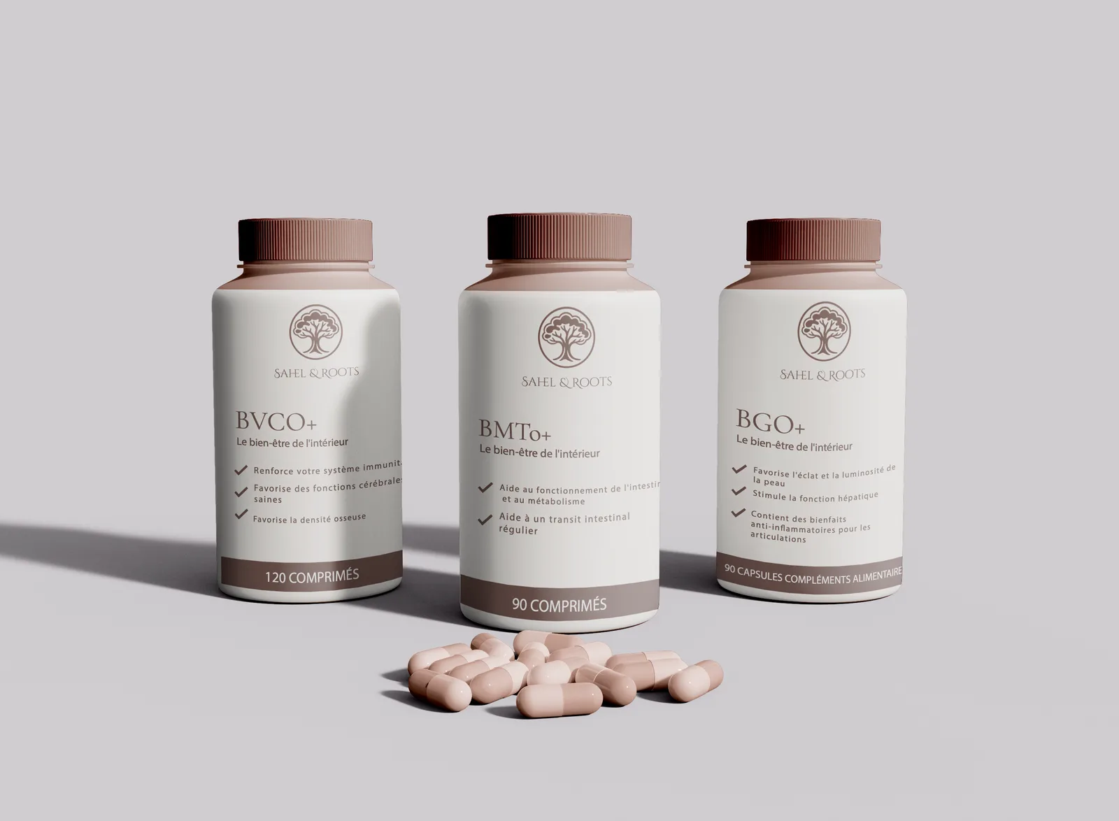 BMTo+, BVCo+ and BGo+ bottles